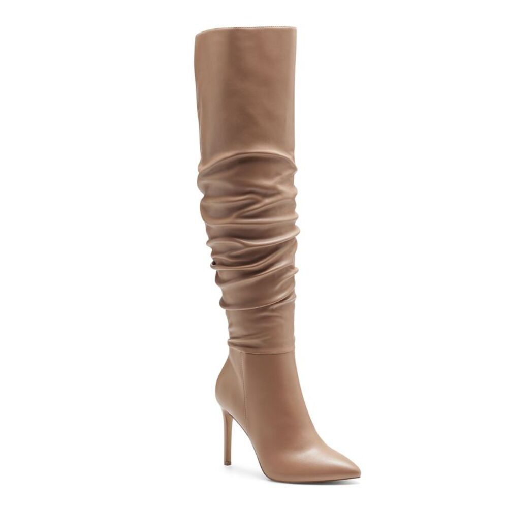 INC Womens Beige Cushioned Iyonna Pointed Toe Stiletto Zip-Up Dress Boots 5 M
